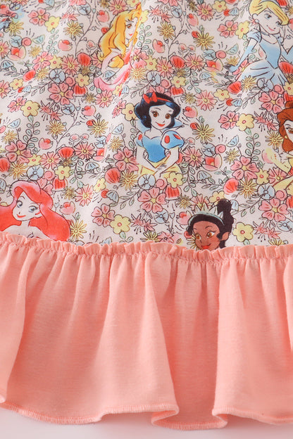 Princess floral print ruffle gown