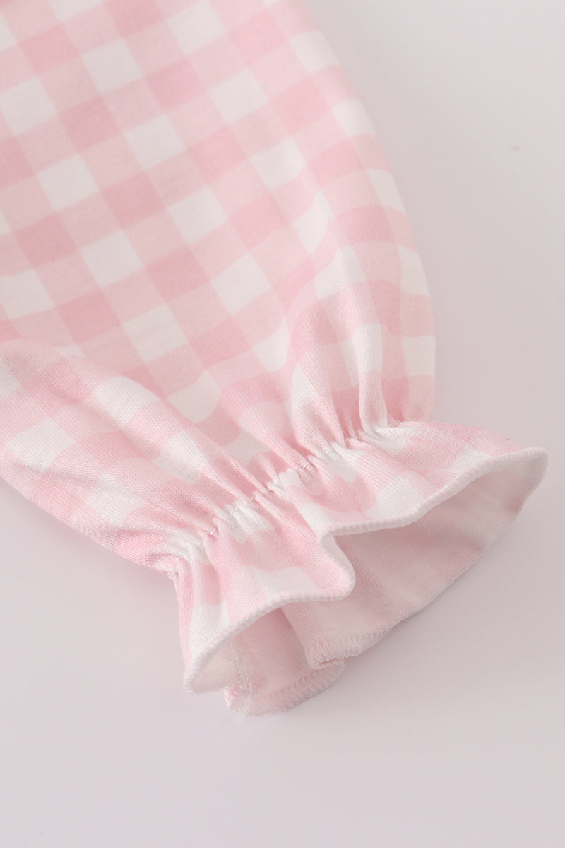 Pink floral print ruffle bow bubble