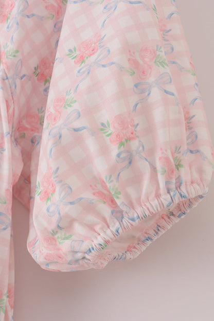 Pink floral print mom dress