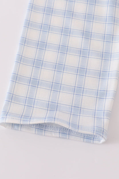 Red farm embroidery plaid pants set