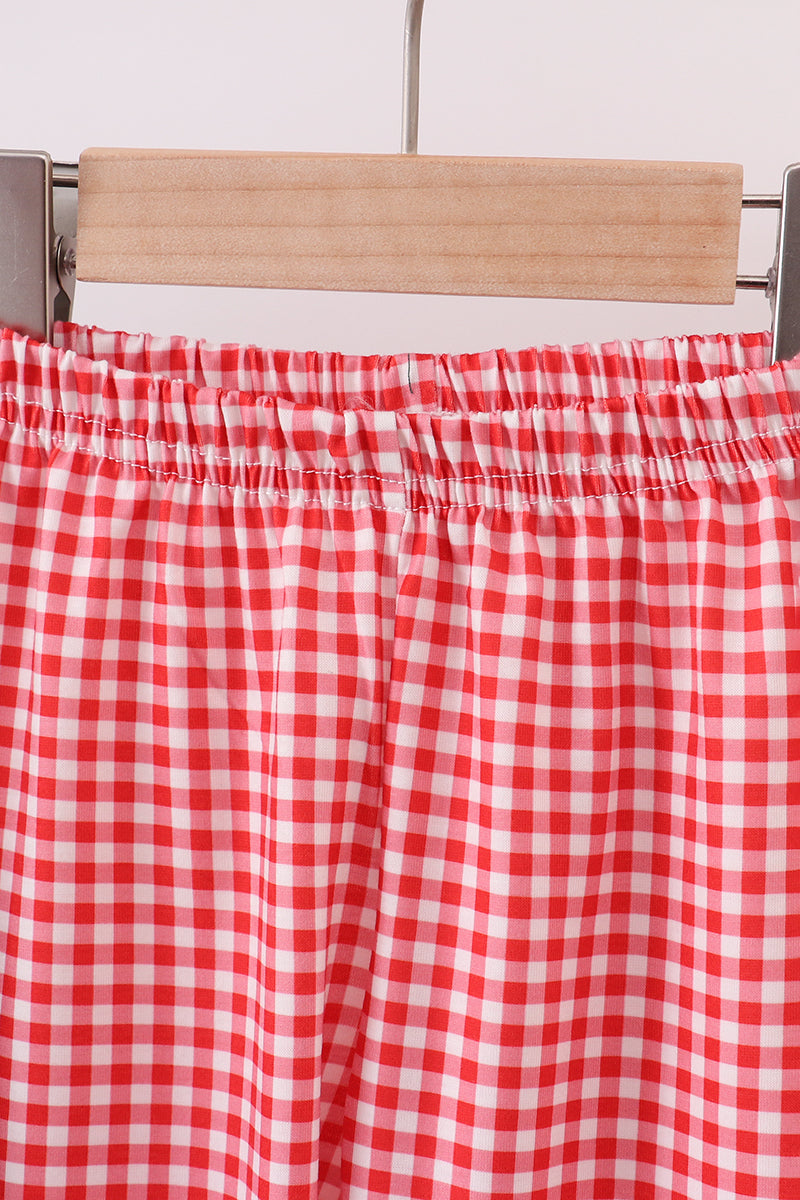 Green christmas santa claus embroidery pants set