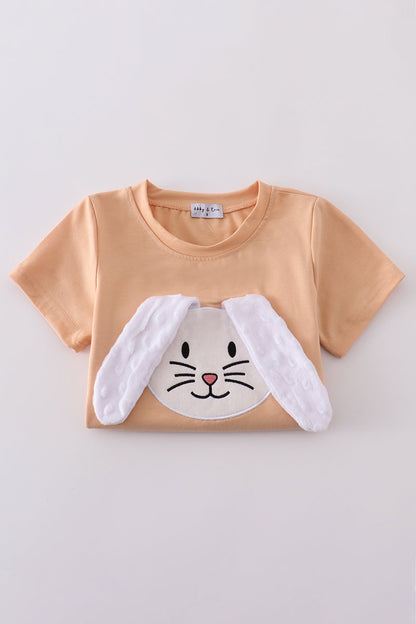 Orange floral bunny applique set