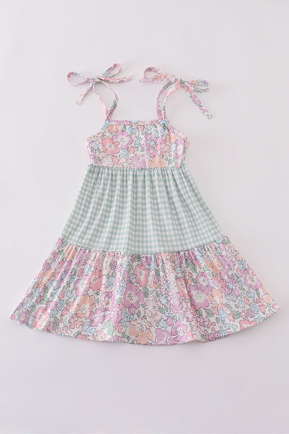 Garden gingham mom&me tiered dress