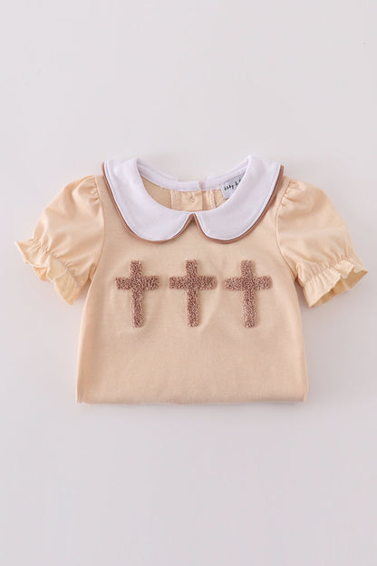 Cream cross french knot bubble