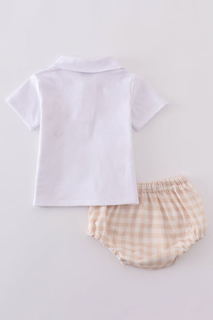 Easter cross embroidery boy bloomer set