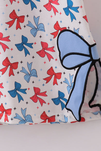 Bow applique print mom&me dress