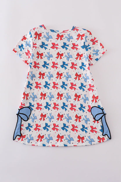 Bow applique print mom&me dress