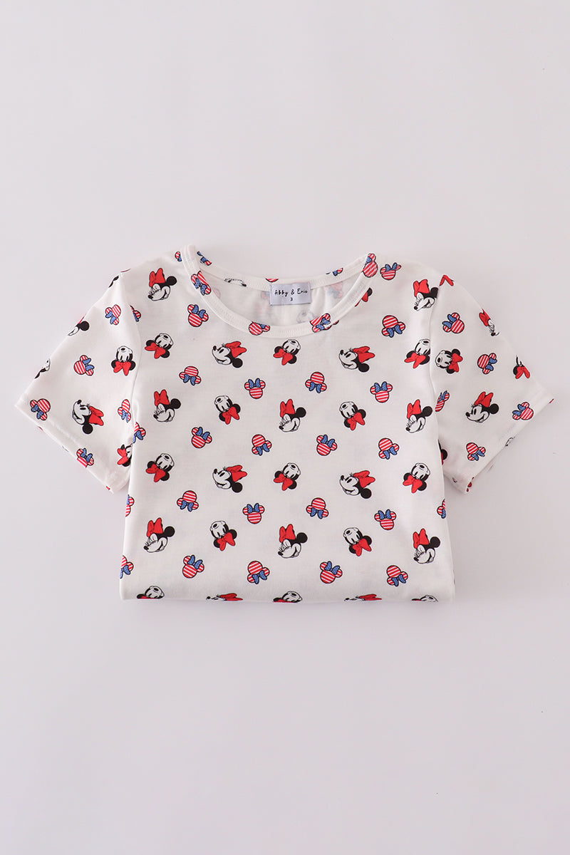 Character print bow applique mom&me dress