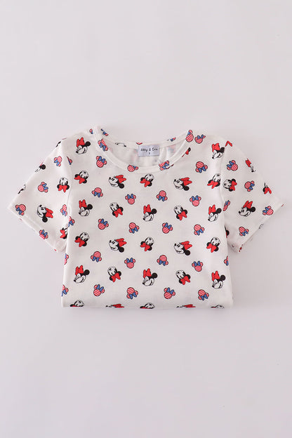 Character print bow applique mom&me dress