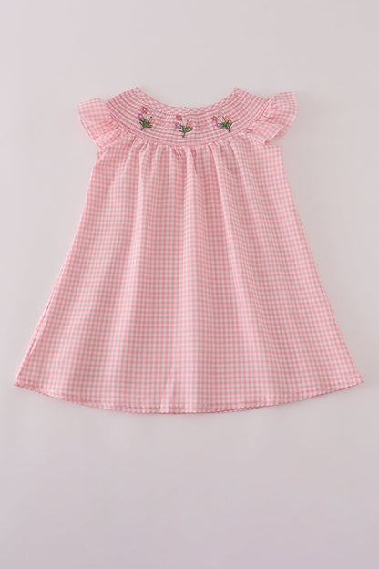 Pink floral smocked dress