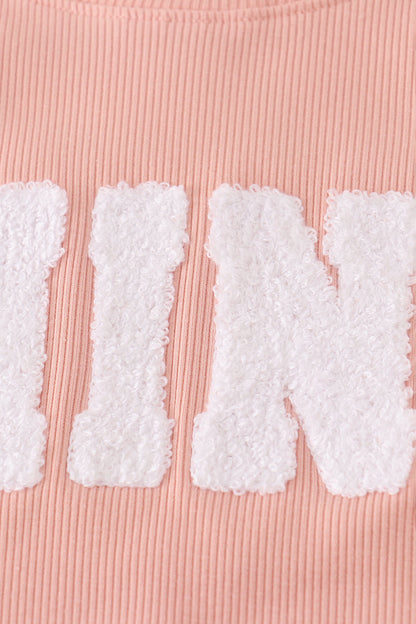 Pink MINI french knot pants set