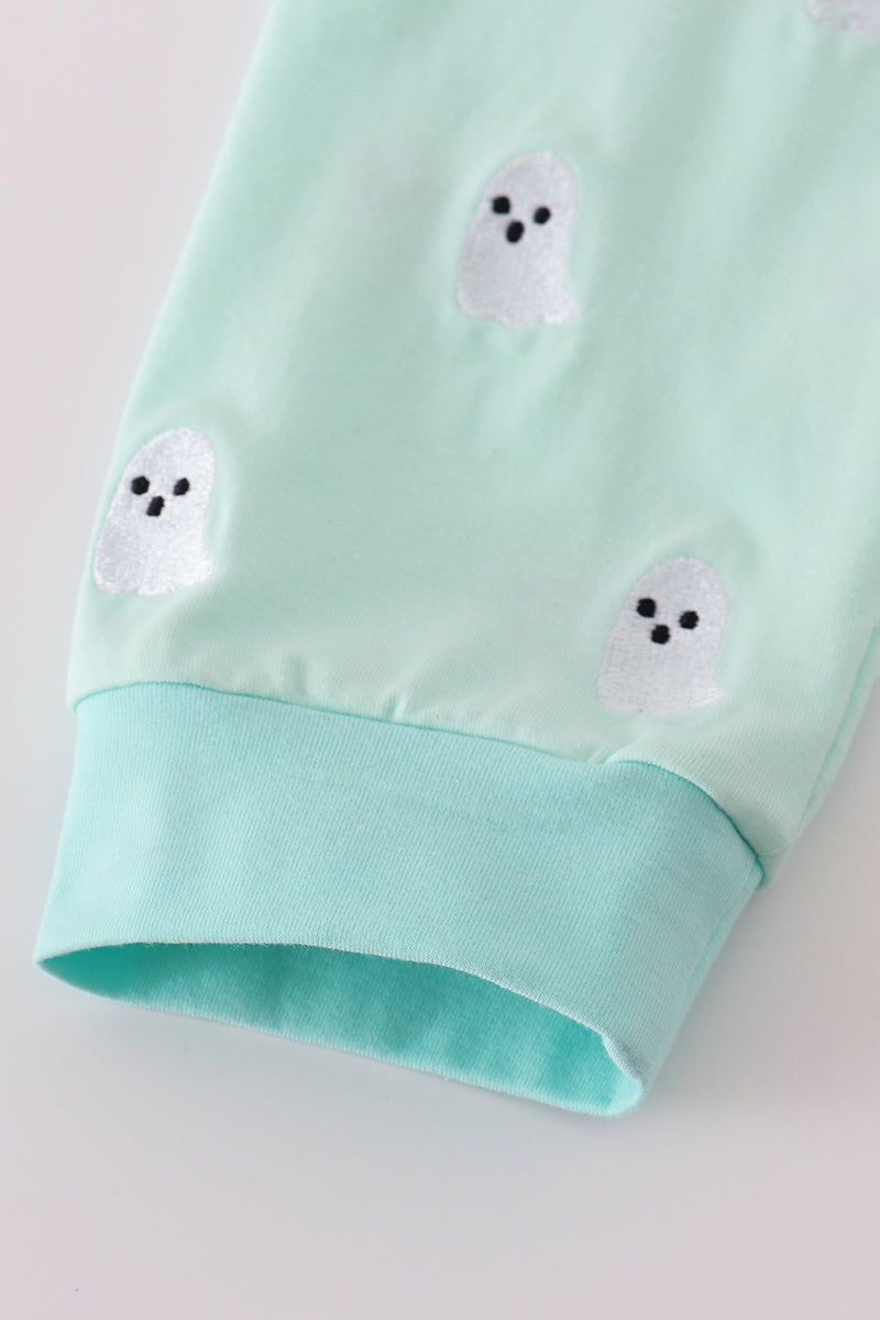 Green ghost embroidery pajamas set