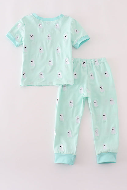Green ghost embroidery pajamas set