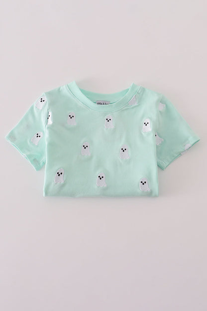 Green ghost embroidery top
