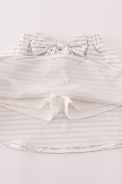 Rust Texas embroidery bow skorts set