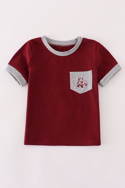 Maroon Mississippi embroidery top
