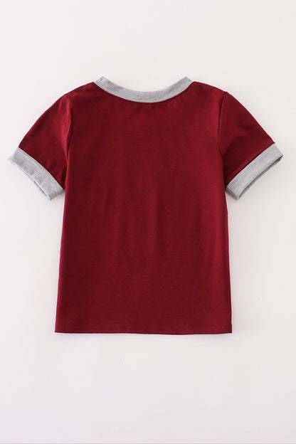 Maroon Mississippi embroidery top
