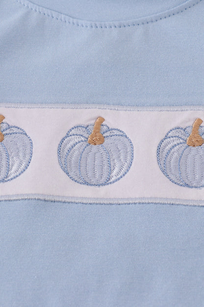 Blue pumpkin embroidery pants set