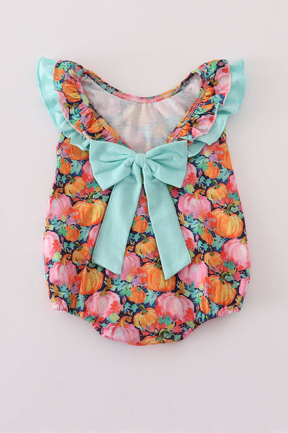 Pink pumpkin print ruffle bubble