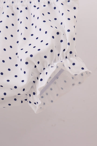 Navy nativity embroidery ruffle bloomer set