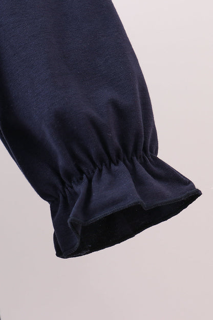 Navy nativity embroidery ruffle dress