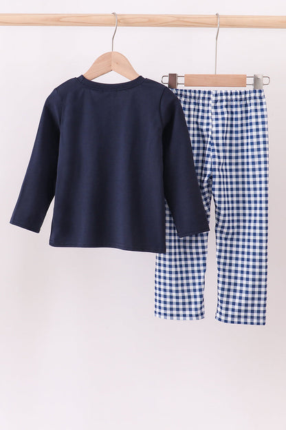 Navy nativity embroidery pants set