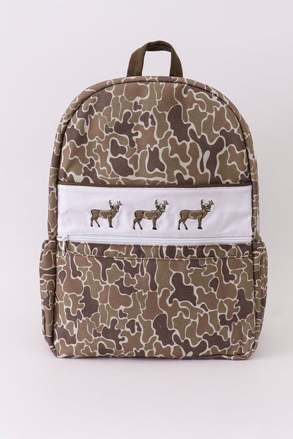 Camouflage deer embroidery canvas backpack