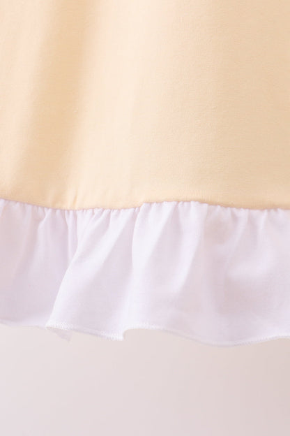 Beige turkey embroidery ruffle dress