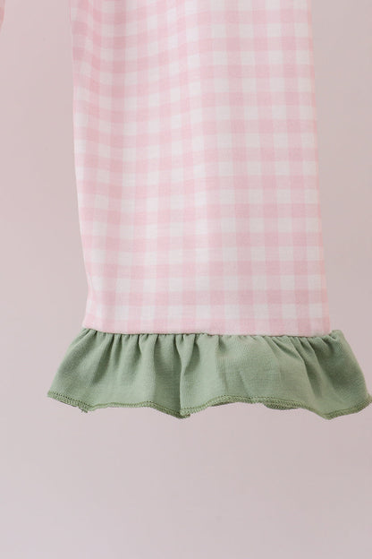 Pink nutcracker embroidery gingham pajama set