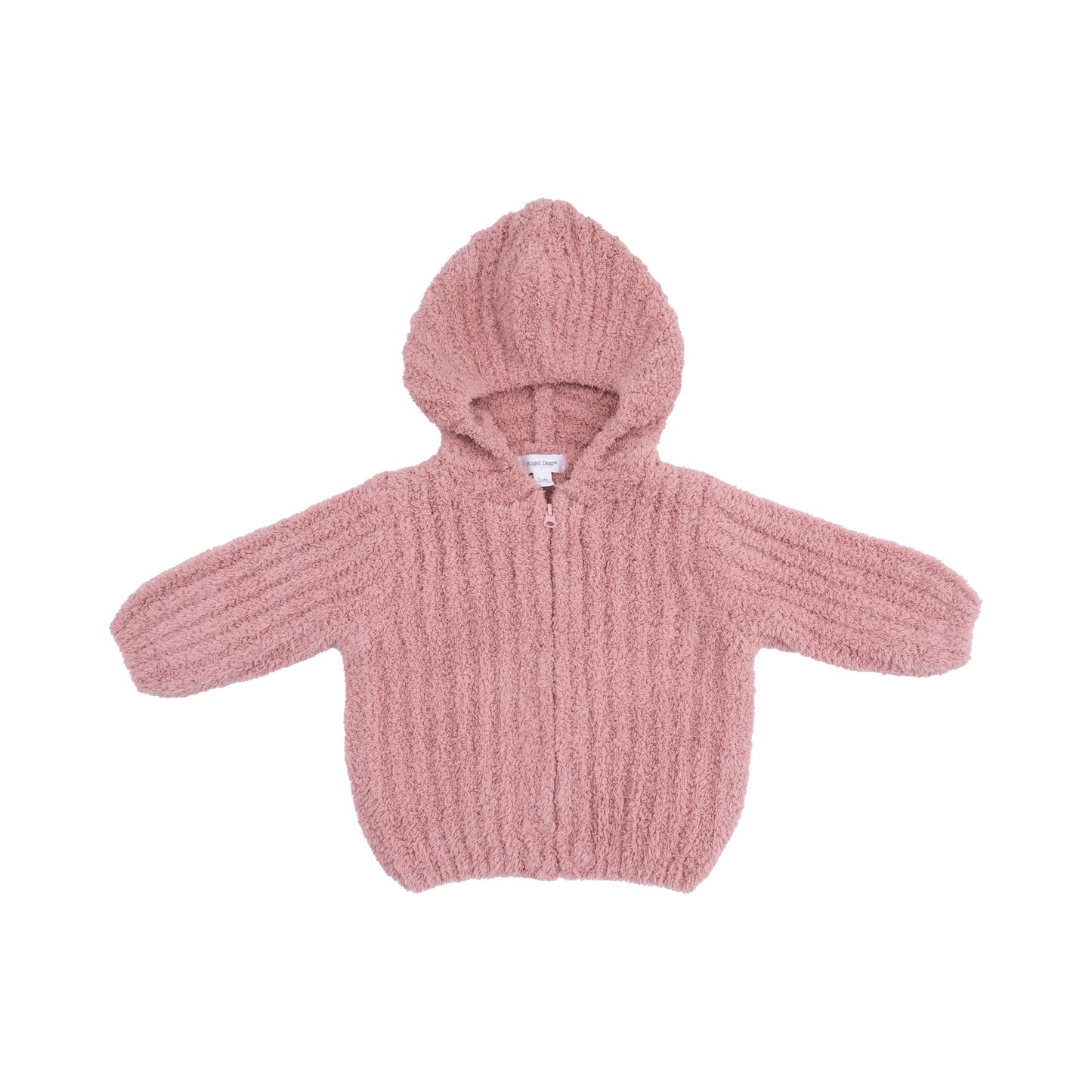 Chenille - Rose Hooded Jacket with Striped Texture