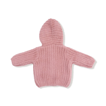Chenille - Rose Hooded Jacket with Striped Texture