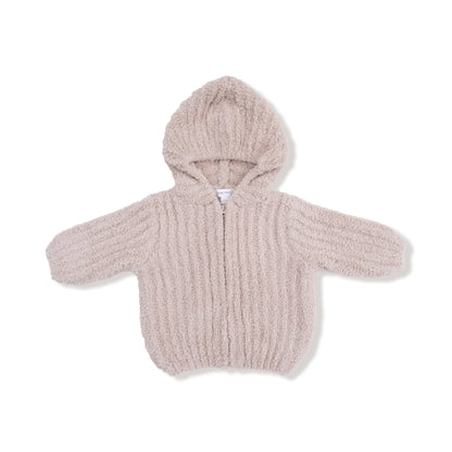 Chenille - Stone Hooded Jacket with Striped Texture