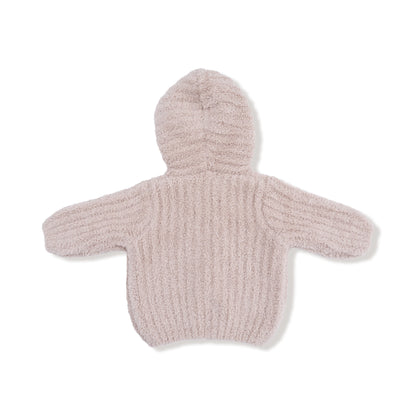 Chenille - Stone Hooded Jacket with Striped Texture
