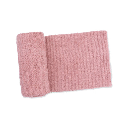 Chenille - Rose Blanket with Striped Texture