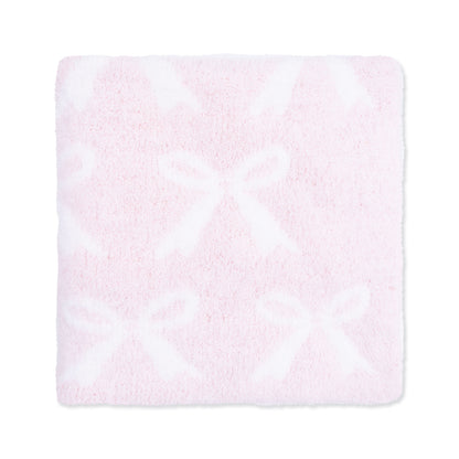 Chenille - Baby Pink Bow Blanket