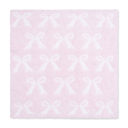 Chenille - Baby Pink Bow Blanket