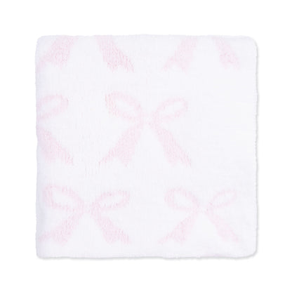 Chenille - Baby Pink Bow Blanket
