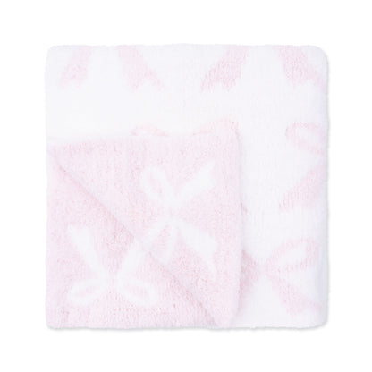 Chenille - Baby Pink Bow Blanket