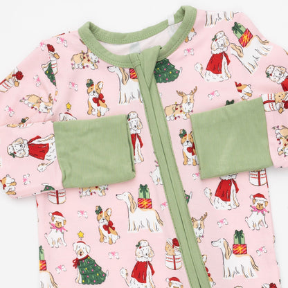 Christmas Dogs Pink - Convertible Romper