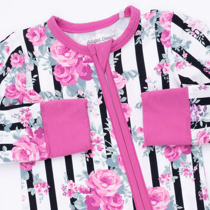 Cabbage Rose Stripe - Convertible Romper