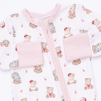 Christmas Teddy Bears Pink - Convertible Romper