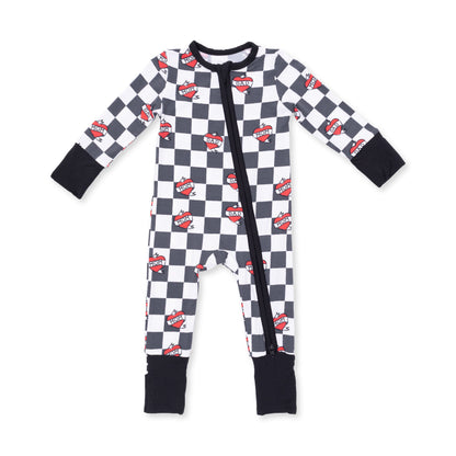 Heart Tattoo Check Black - Convertible Romper