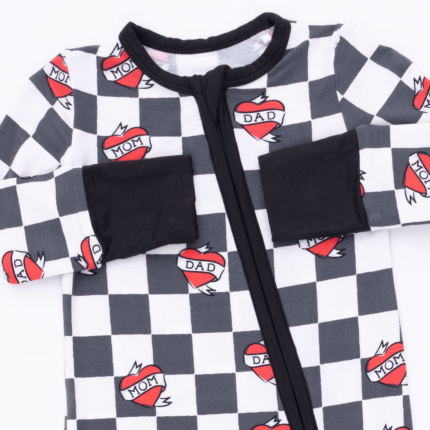 Heart Tattoo Check Black - Convertible Romper