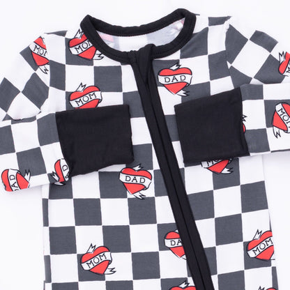 Heart Tattoo Check Black - Convertible Romper