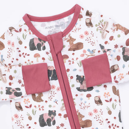 Southern Woodland Animals Pink - Convertible Romper