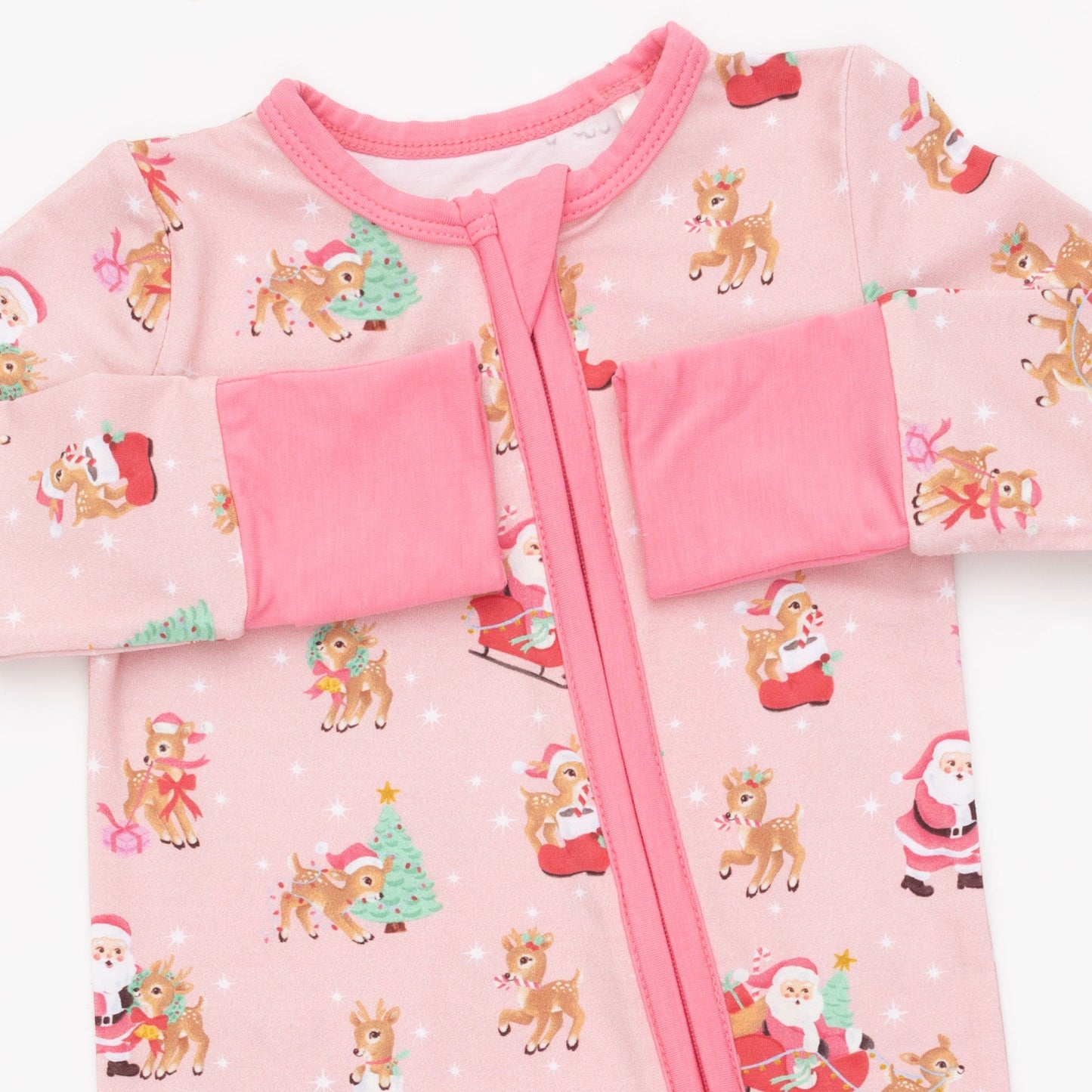 Vintage Reindeer & Santa Pink - Convertible Romper