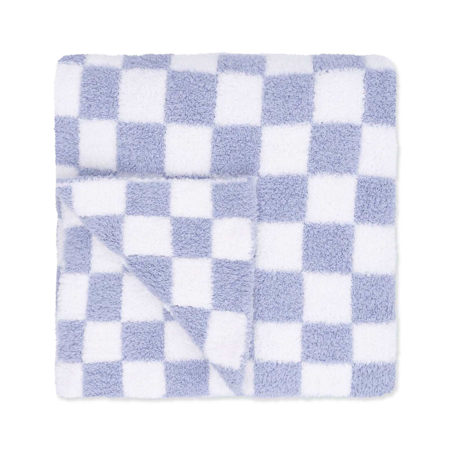 Chenille - Dusty Blue Checkerboard Blanket