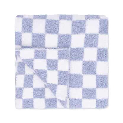 Chenille - Dusty Blue Checkerboard Blanket