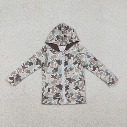 Sibling Adult Men Baby Boys Ducks Deer Dogs Camo Pockets Zipper Hunting Hoodie Jackets Top