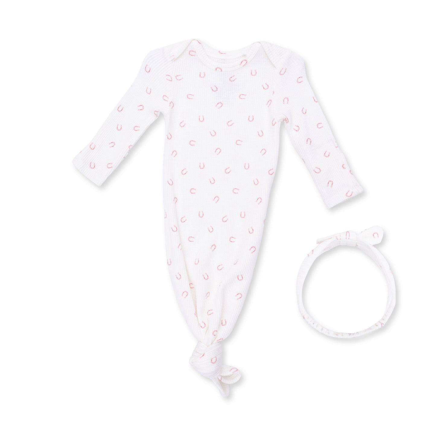 Little Horseshoes Pink - Knotted Gown and Knot Headband